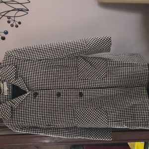 Vintage Larry Levine Wool Coat Black & White Houndstooth